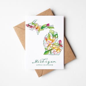 Lot de 8 cartes de correspondance vierges avec enveloppes, pendaison de crémaillère, déménagement, occasion militaire, Michigan Apple Blossom State, cadeau unique