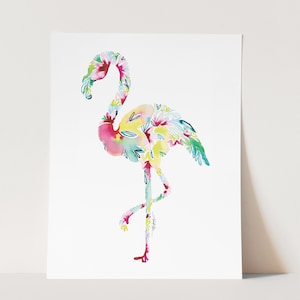 FLAMINGO Wall Art Print, Bird Art, Watercolor Tropical Flamingo painting, Tropical Flamingo Decor, Bird Gifts for him her Christmas