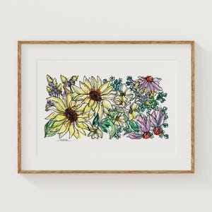 KANSAS Wildflowers Fine Art Print | Botanical Map | State Floral Home Decor | Canvas or Giclee Framed Wall Art