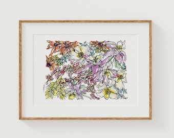 COLORADO Wildflowers Fine Art Print | Botanical Map | State Floral Home Decor | Canvas or Giclee Framed Wall Art