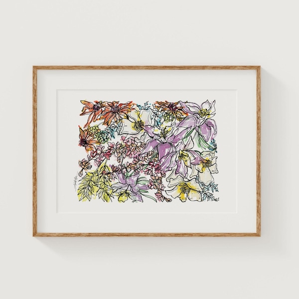 COLORADO Wildflowers Fine Art Print | Botanical Map | State Floral Home Decor | Canvas or Giclee Framed Wall Art