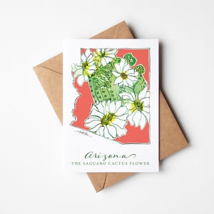 Arizona Saguaro Cactus State Flower BOX, 8 cartes de correspondance vierges avec enveloppes, pendaison de crémaillère, déménagement militaire, multi-occasions, cadeau unique