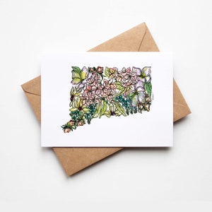 CONNECTICUT Fleurs sauvages LOT de 8 cartes de correspondance vierges avec enveloppes Pendaison de crémaillère Déménagement Vacances militaires Multi-occasions Cadeau unique