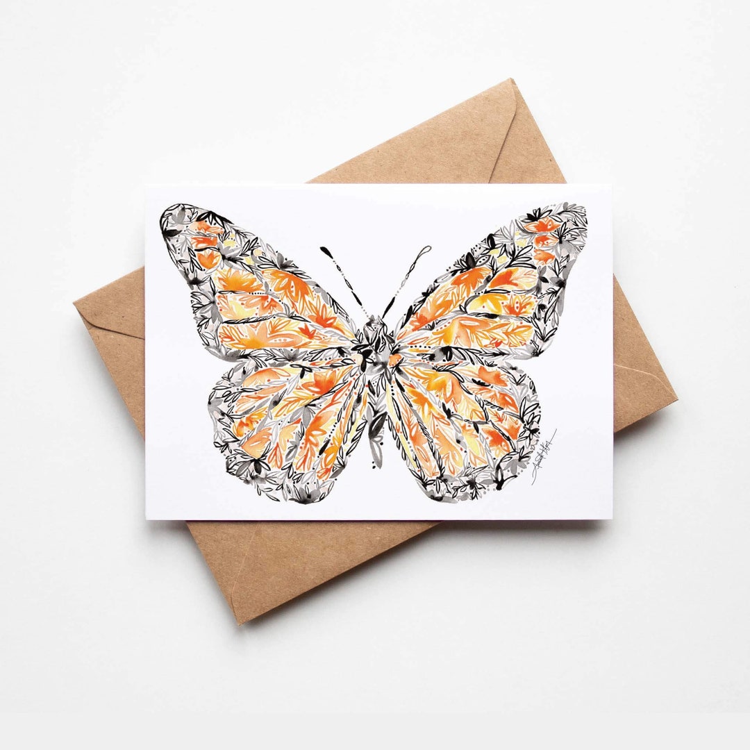 Monarch Butterfly Note Card Set Watercolor Artwork Gift for Her ...