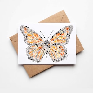 Ensemble de cartes de correspondance papillon monarque, cadeau d'illustration aquarelle pour son cadeau d'anniversaire de Noël
