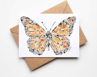 Monarch Butterfly Note Card Set watercolor artwork gift for her Christmas birthday gift