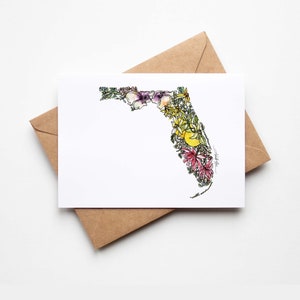 FLORIDA Floral BOX SET of 8 Blank Note Cards With Envelopes Housewarming  Military Vacation Multi Occasion Card Unique Moving Gift 