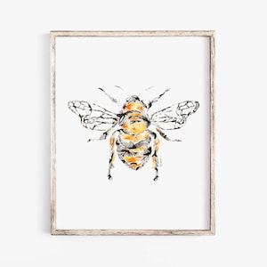 Honeybee Fine Art Print regalo de arte de acuarela para ella él decoración de pared de cumpleaños de Navidad imagen 5