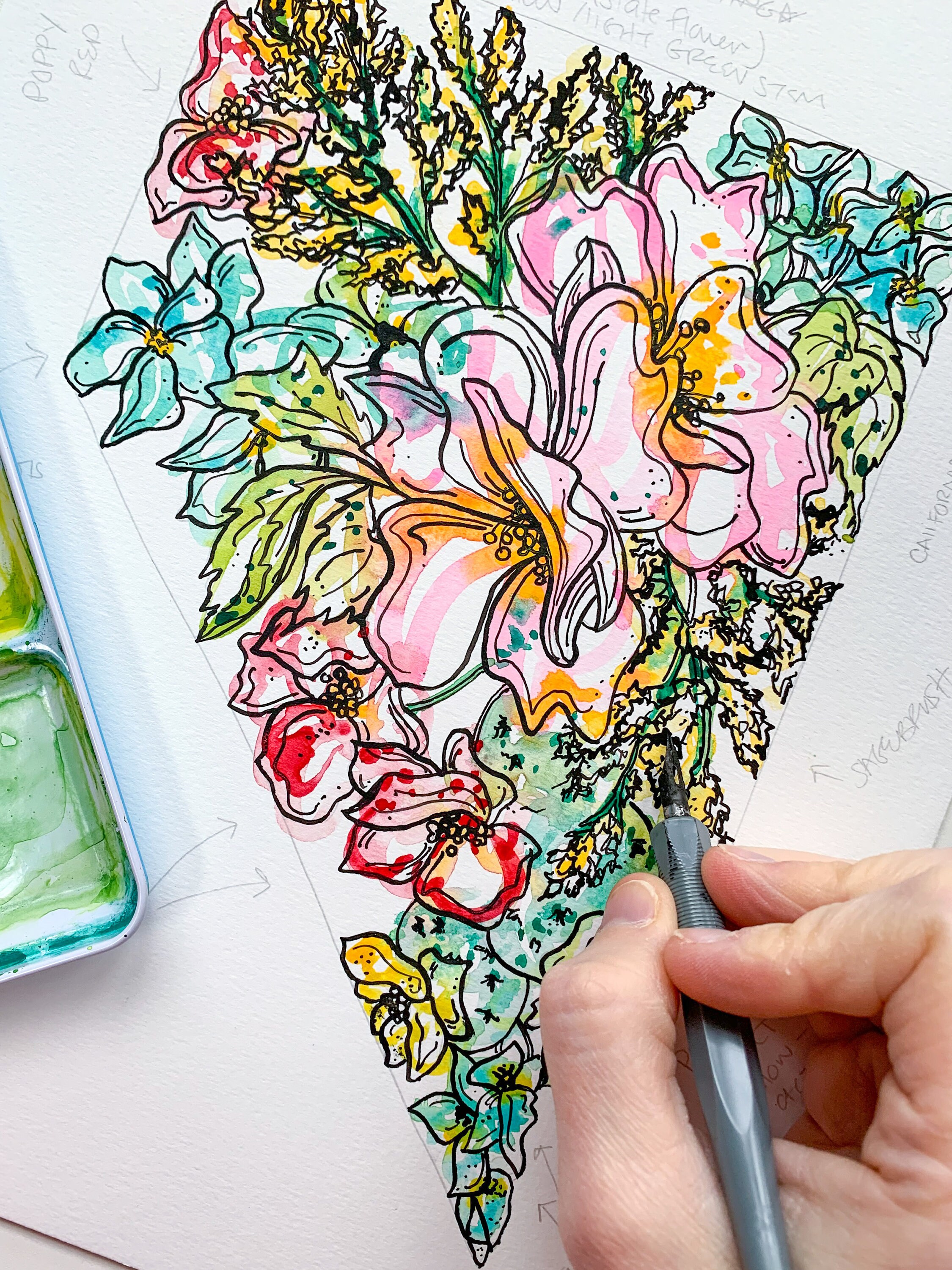 NEVADA Floral BOX SET of 8 Blank Note Cards With Envelopes Etsy