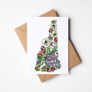 NEW HAMPSHIRE - Boîte de fleurs sauvages, lot de 8 cartes de correspondance vierges avec enveloppes, pendaison de crémaillère, vacances militaires, cadeau de déménagement unique pour toutes les occasions