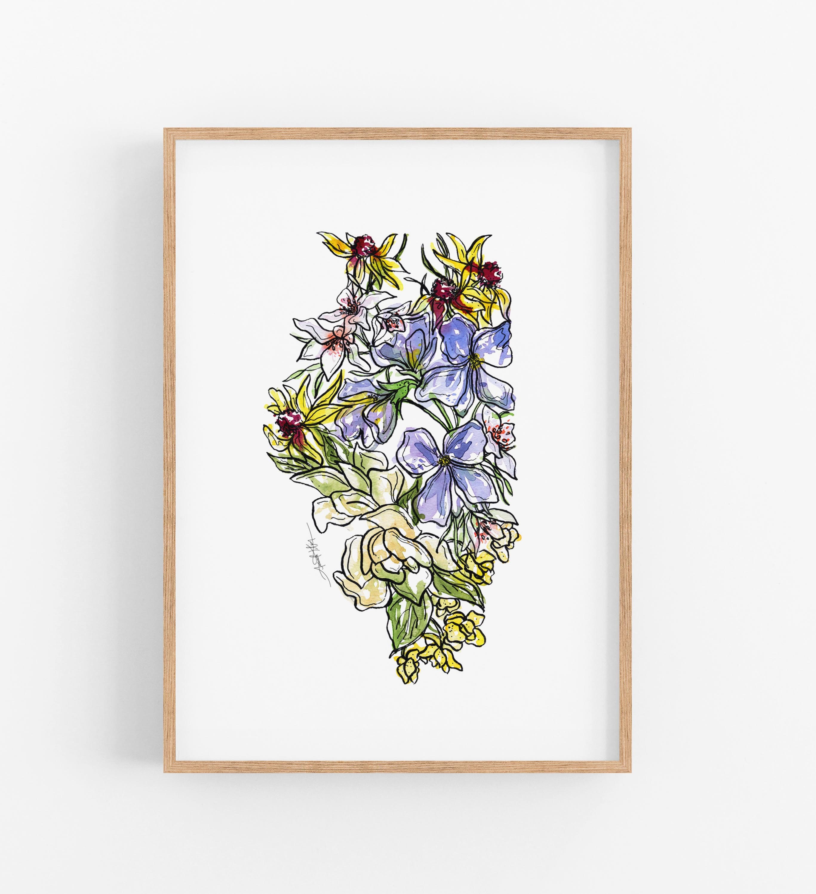 ILLINOIS Wildflowers State Art Print Fine Art Floral Map Poster Wall Art Unique Housewarming Military Gift Christmas Gift