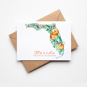 Fleur d'oranger de Floride, lot de 8 cartes de correspondance vierges avec enveloppes, pendaison de crémaillère, déménagement, occasion militaire, cadeau unique