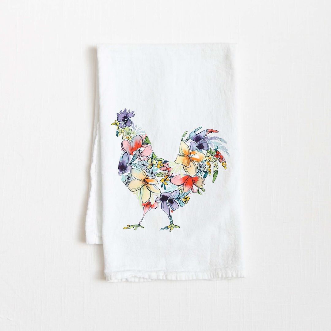 CHICKEN Flour Sack Kitchen Tea Towel 27 X 27 Cotton Kitchen Decor