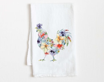 CHICKEN Flour Sack Kitchen Tea Towel 27 x 27 Cotton Kitchen Decor Unique Housewarming Hostess Birthday Christmas Farmhouse Rustic Minimalist
