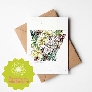 Carte de voeux à planter de l'Arkansas, carte de graines qui fait pousser des fleurs sauvages, cadeau unique pour lui, son professeur, tante, voisine, jardinage