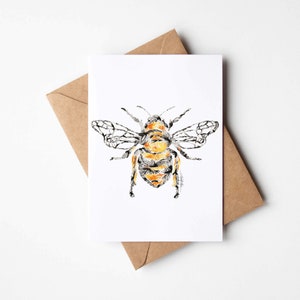 Honeybee Note Card Set watercolor artwork fine art gift for her him Christmas birthday gift