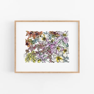 Impression d'art de fleurs sauvages du COLORADO, impression d'art floral carte, affiche d'art mural, cadeau unique de pendaison de crémaillère, cadeau militaire, cadeau de Noël