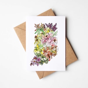 BOÎTE INDIANA Fleurs sauvages de 8 cartes de correspondance vierges avec enveloppes Carte multi-occasions vacances pendaison de crémaillère Cadeaux de déménagement uniques