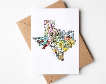 TEXAS Wildflowers Watercolor Notecards - Box Set of 10 - Floral Art Note Cards Christmas Housewarming Hostess Mother’s Day Gift for Her