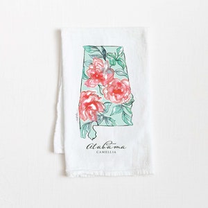 ALABAMA State Camellia Flour Sack Kitchen Tea Towel 27 x 27 Cotton Kitchen Decor Unique Housewarming Hostess Birthday Christmas Farmhouse
