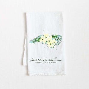 NORTH CAROLINA Flour Sack Kitchen Tea Towel 27x27 Cotton Kitchen Decor Unique Housewarming Hostess Birthday Christmas Gift Farmhouse Towel