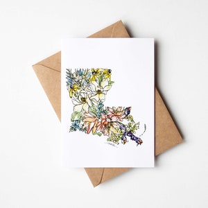 LOUISIANE Fleurs sauvages LOT de 8 cartes de correspondance vierges avec enveloppes Carte multi-occasions vacances pendaison de crémaillère cadeau de déménagement