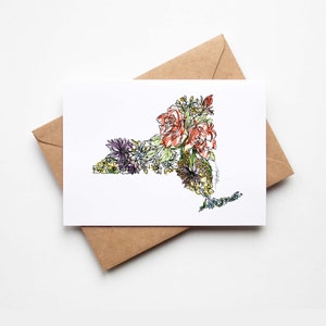 NEW YORK fleurs sauvages, lot de 8 cartes de correspondance vierges avec enveloppes, pendaison de crémaillère, vacances militaires, carte multi-occasions, cadeau de déménagement unique
