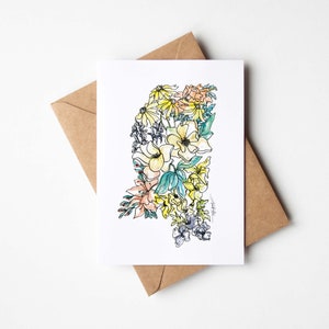MISSISSIPPI Wildflowers BOX SET of 8 Blank Note Cards with Envelopes Housewarming Military Vacation Multi Occasion Card Unique Moving Gift