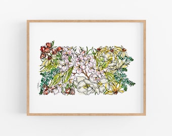 Art Print Watercolor Illustration Wall Art Home Decor Gift State Map of Pennsylvania COLOUR PRINTS Pennsylvania Map
