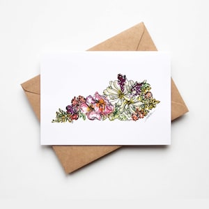 KENTUCKY Fleurs sauvages BOX SET de 8 cartes de correspondance vierges avec enveloppes Carte multi-occasions vacances pendaison de crémaillère Cadeaux de déménagement uniques