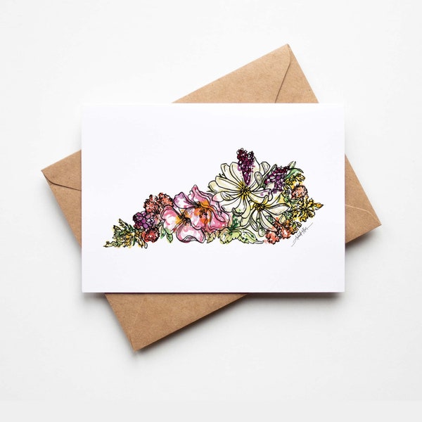 KENTUCKY Floral BOX SET of 8 Blank Note Cards with Envelopes Housewarming Military Vacation Multi Occasion Card Unique Moving Gifts