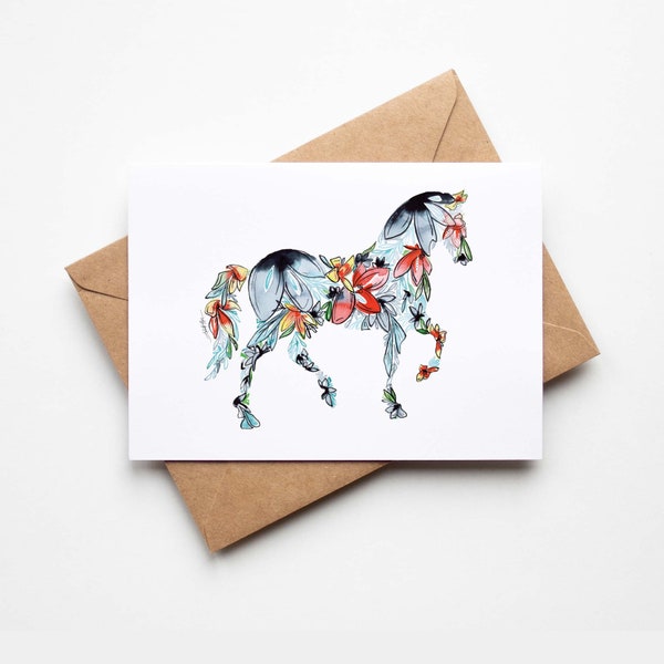 HORSE Note Card Set of 8 Folded Stationery with Envelopes & Stickers Handmade Cute Stationery Gifts Unique Gift Made in USA