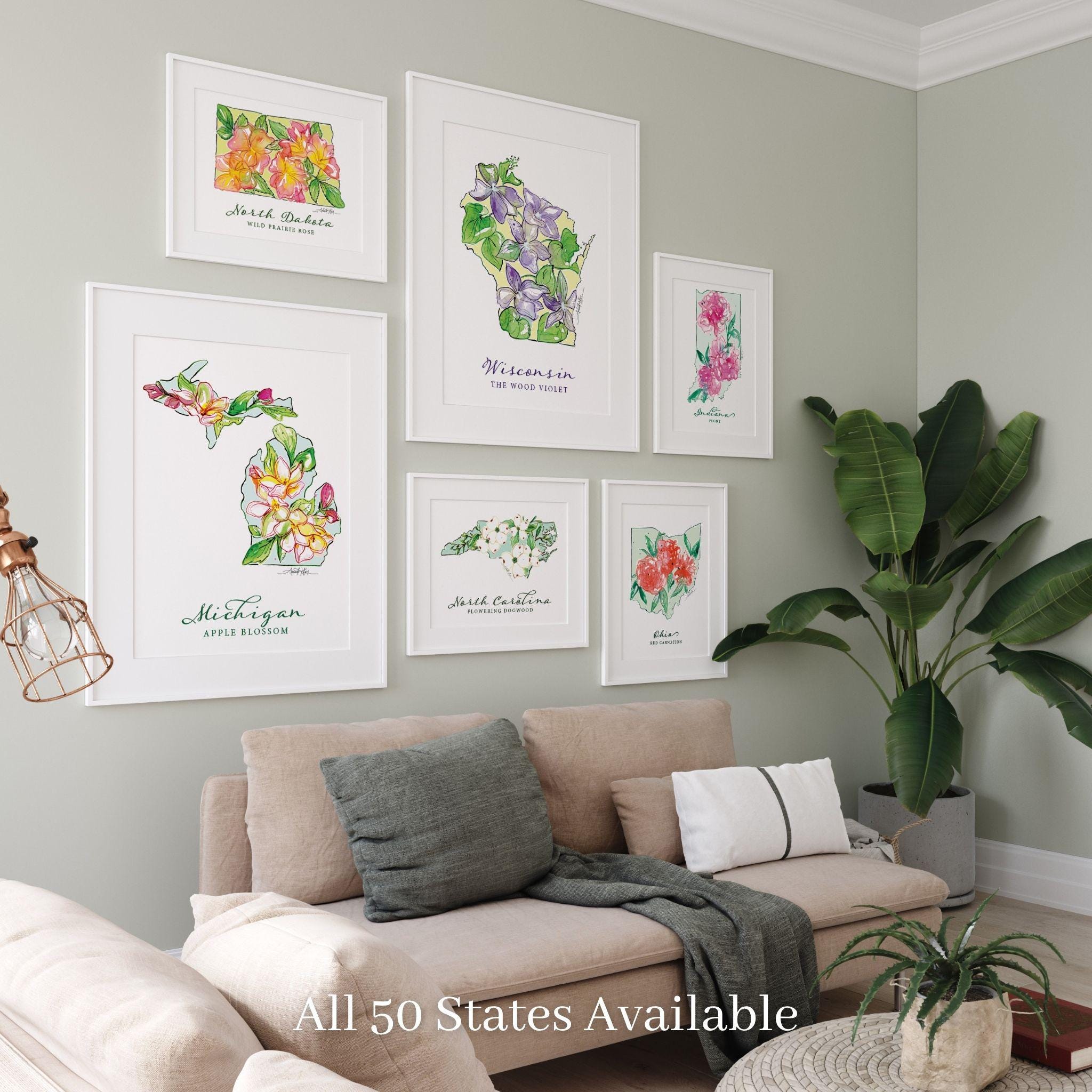 NORTH DAKOTA Wild Prairie Rose State Flower Fine Art Print | Botanical ...