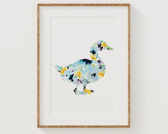DUCK Fine Art Print | Floral Home Decor | Canvas or Giclee Framed Wall Art