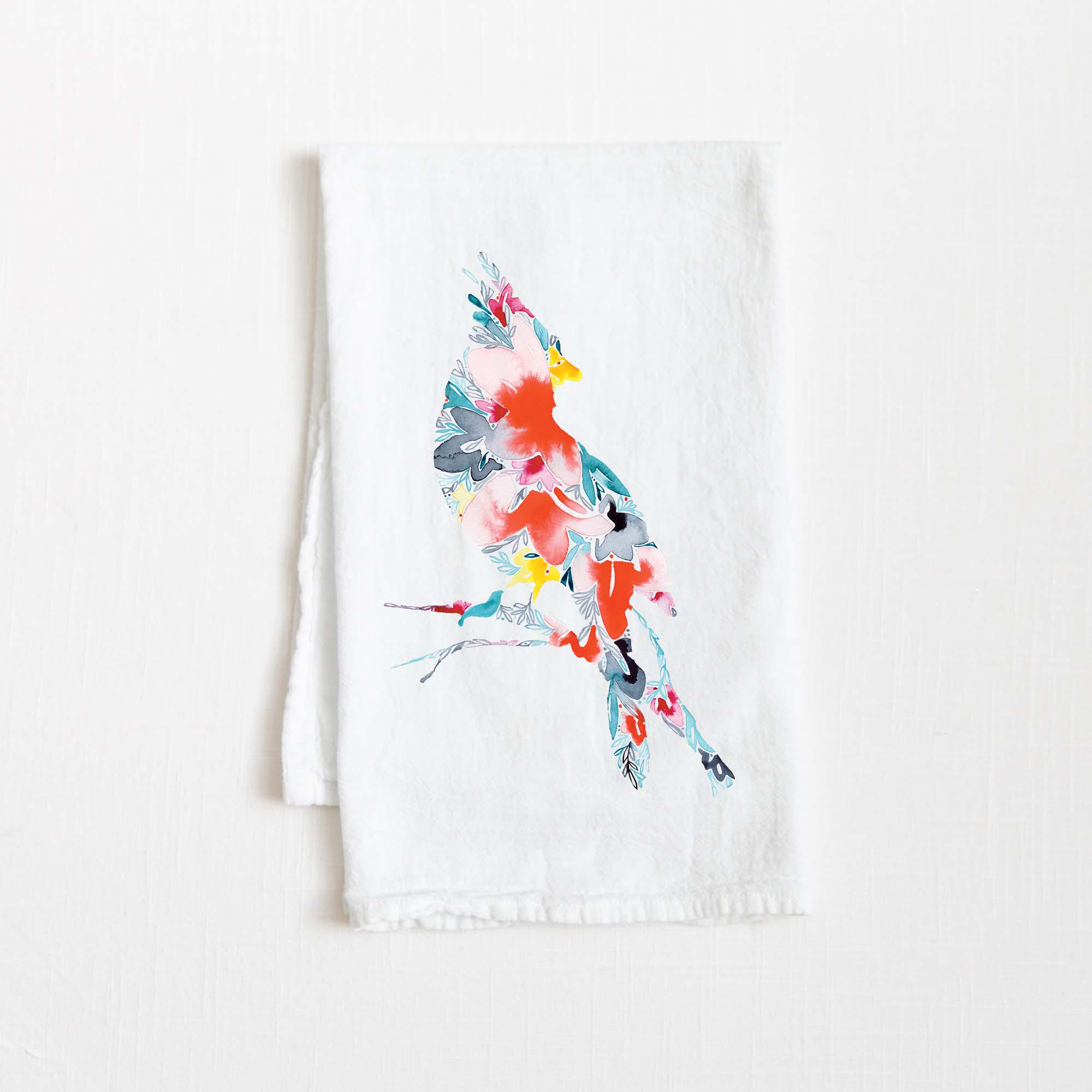 Cardinal Flour Sack Kitchen Tea Towel 27x27 Cotton Kitchen Decor Unique Housewarming Hostess Christmas Farmhouse Rustic Minimalist