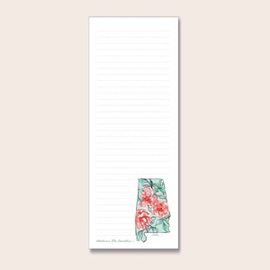 Alabama Refrigerator Notepad watercolor artwork gift for her him Christmas birthday stationery
