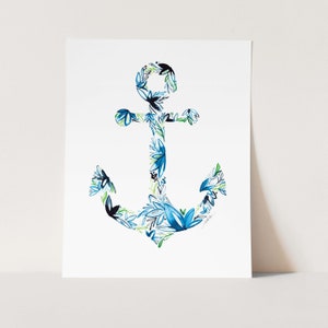 Anchor Fine Art Print coastal watercolor artwork wall decor gift for her him Christmas birthday image 1