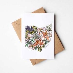 Coffret fleurs sauvages de l'OHIO, lot de 8 cartes de correspondance vierges avec enveloppes, pendaison de crémaillère, vacances militaires, carte multi-occasions, cadeau de déménagement unique