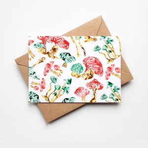 Lot de 8 cartes de correspondance avec des champignons, des enveloppes et des autocollants, des articles de papeterie mignons faits main, des cadeaux uniques, fabriqués aux États-Unis