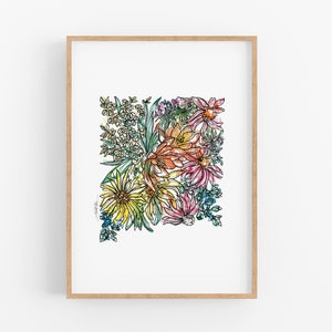 NEW MEXICO Flowers State Art Print Fine Art Floral Map Poster Wall Art Unique Housewarming Military Gift Christmas Gift