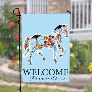Horse Design Double-Sided Garden Flag Yard Decor Welcome Celebrate Home Gift