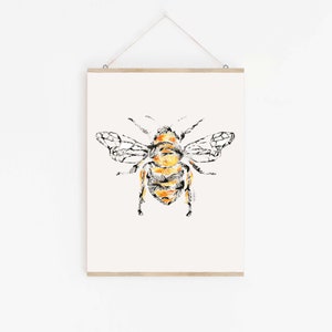 Honeybee Fine Art Print regalo de arte de acuarela para ella él decoración de pared de cumpleaños de Navidad imagen 3