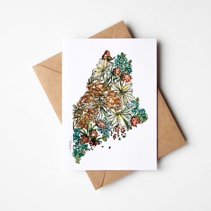 COFFRET MAINE Fleurs sauvages de 8 cartes de correspondance vierges avec enveloppes Carte multi-occasions vacances pendaison de crémaillère Cadeau de déménagement unique