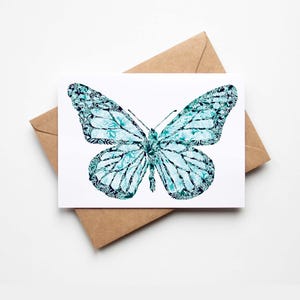 Ensemble de 8 cartes de correspondance papillon Morpho bleues pliées avec enveloppes et autocollants Cadeaux mignons faits main de papeterie Cadeau unique Fabriqué aux États-Unis