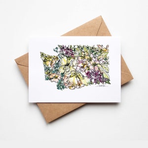 Coffret fleurs sauvages WASHINGTON, lot de 8 cartes de correspondance vierges avec enveloppes, pendaison de crémaillère, vacances militaires, carte multi-occasions, cadeau de déménagement unique