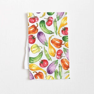 Garden Vegetable Design Flour Sack Tea Towel  27"x27" cotton kitchen towel gift housewarming decor Christmas birthday