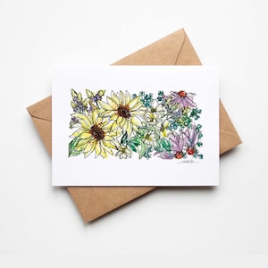 KANSAS, fleurs sauvages, lot de 8 cartes de correspondance vierges avec enveloppes, pendaison de crémaillère, vacances militaires, carte multi-occasions, cadeau de déménagement unique