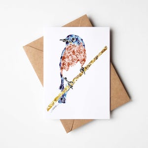 Ensemble de 8 cartes de correspondance Bluebird avec enveloppes et autocollants, cadeaux de papeterie mignons faits main, cadeau unique fabriqué aux États-Unis