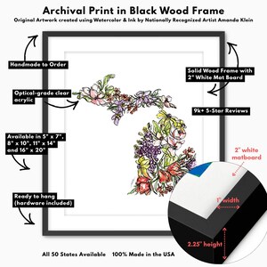 MICHIGAN Wildflowers Fine Art Print | Botanical Map | State Floral Home ...