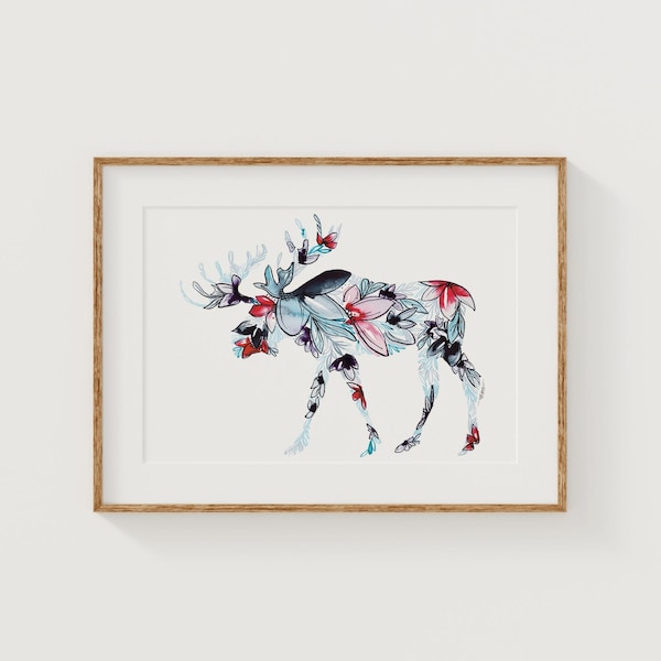 MOOSE Fine Art Print | Floral Home Decor | Canvas or Giclee Framed Wall Art